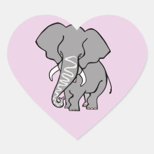 I love ELEPHANTS - Wildlife - Nature - Pink Heart Sticker