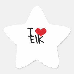 I love Elk Star Sticker
