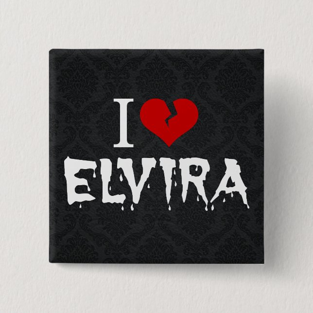 I Love Elvira Broken Heart 15 Cm Square Badge (Front)