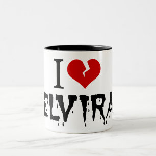 I Love Elvira Broken Heart Two-Tone Coffee Mug