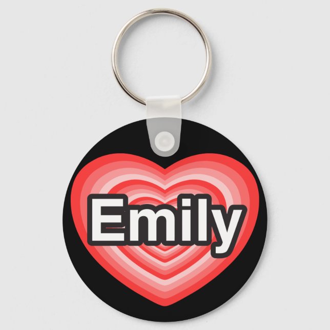 I love Emily. I love you Emily. Heart Key Ring (Front)