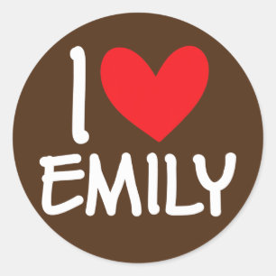 I Love Emily Name Personalized Girl Woman BFF Classic Round Sticker
