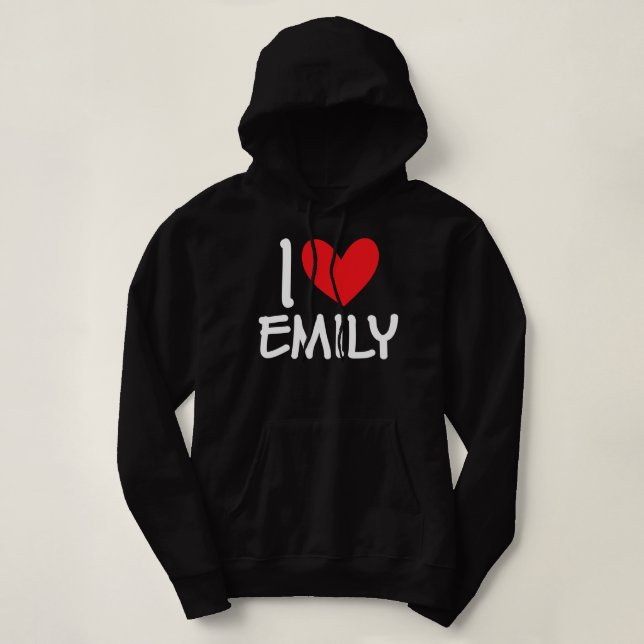 I Love Emily Name Personalized Girl Woman BFF Hoodie (Design Front)
