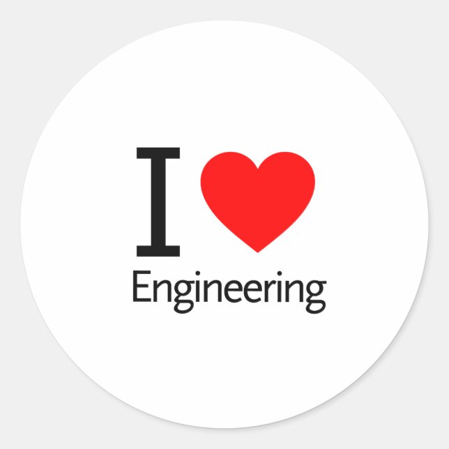 I Love Engineering Classic Round Sticker (Front)