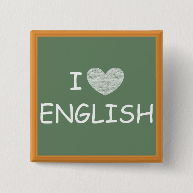 I Love English 15 Cm Square Badge (Front)