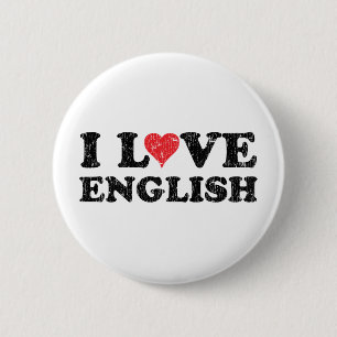 I Love English 6 Cm Round Badge