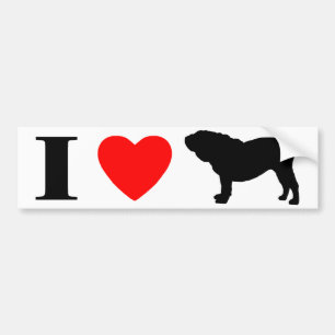 I Love English Bulldogs Bumper Sticker
