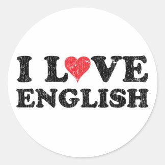 I Love English Classic Round Sticker