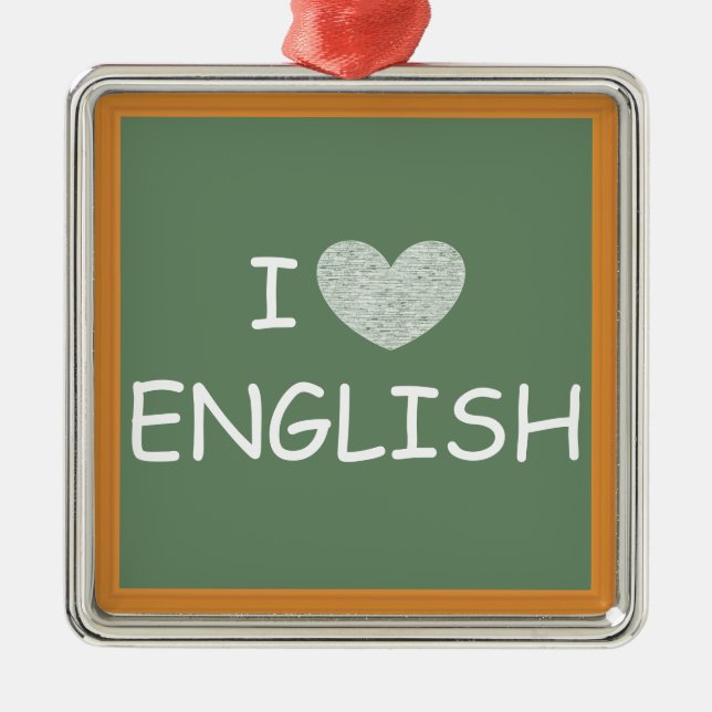 I Love English Metal Tree Decoration (Front)