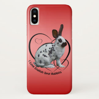 I Love English Rabbits iPhone X Case (Pink/Red)