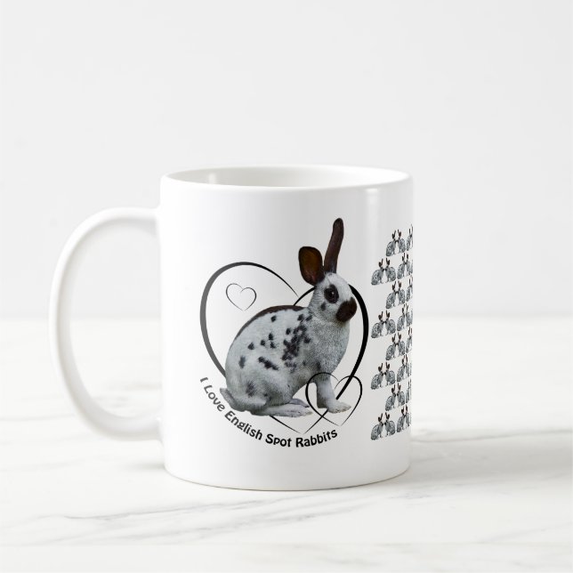 I Love English Spot Rabbits Mug (Left)