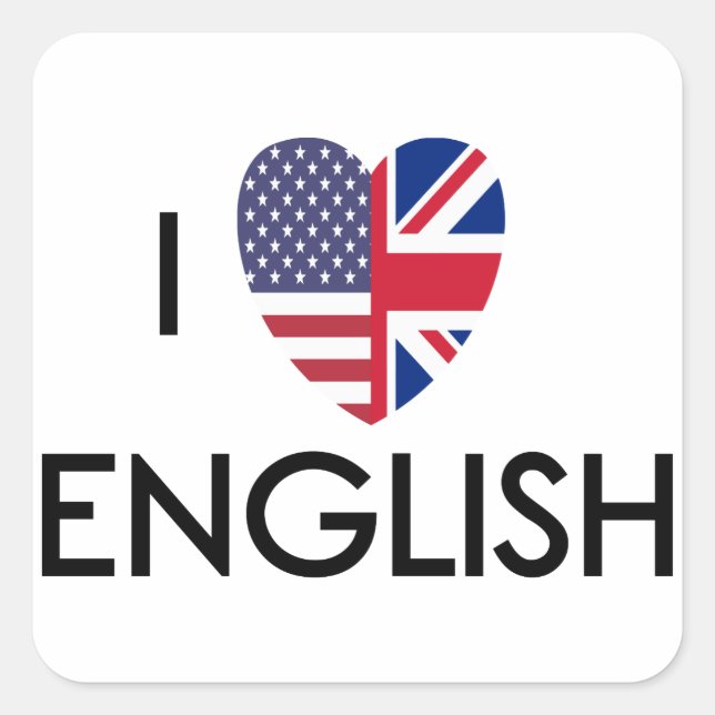 I Love English Sticker. Square Sticker (Front)