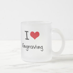 I love Engraving Frosted Glass Coffee Mug