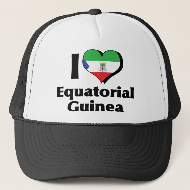 I Love Equatorial Guinea Flag Trucker Hat (Front)
