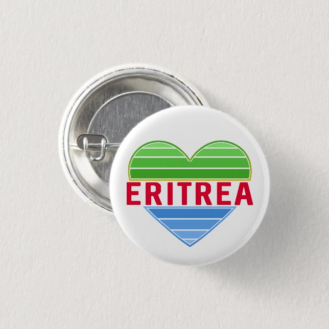 I Love Eritrea, Eritrean Heart 3 Cm Round Badge (Front & Back)