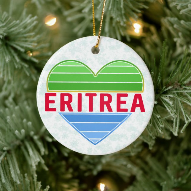 I Love Eritrea, Eritrean Heart Ceramic Tree Decoration (Tree)