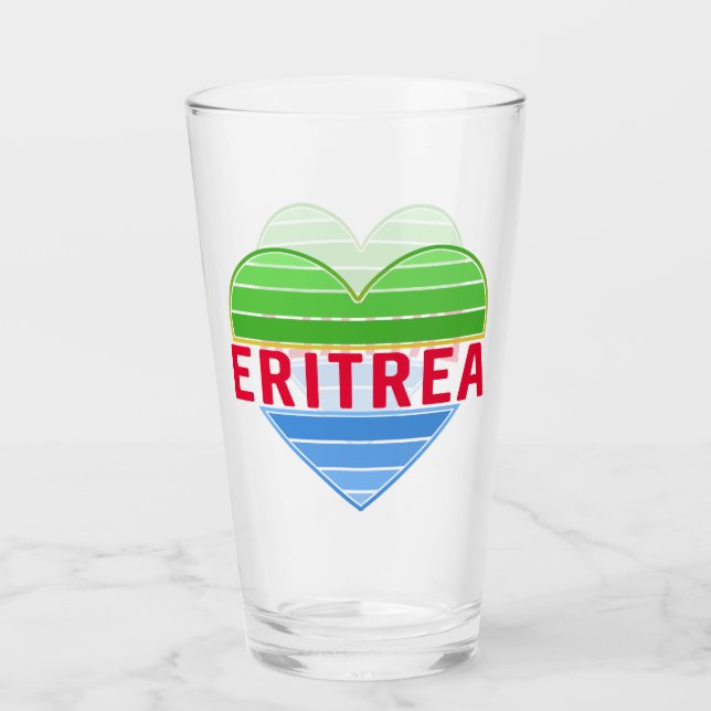 I Love Eritrea, Eritrean Heart Glass (Front)