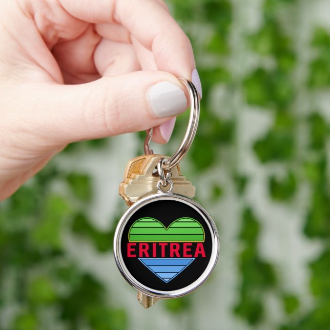 I Love Eritrea, Eritrean Heart Key Ring (Hand)