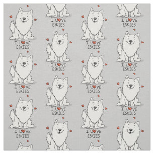 I Love Eskies (I Love American Eskimo Dogs) - Cute Fabric