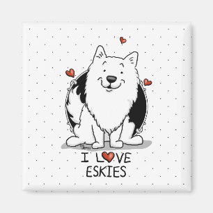 I Love Eskies (I Love American Eskimo Dogs) - Cute Magnet