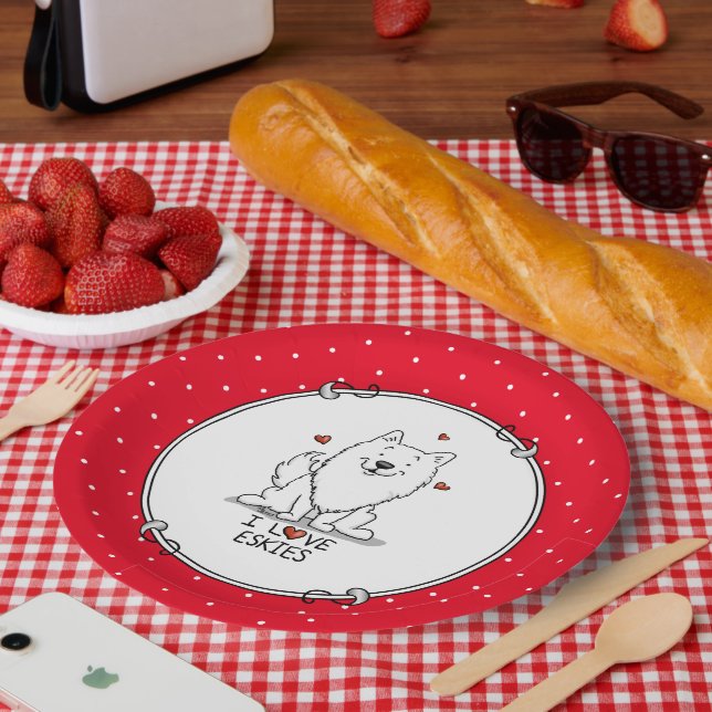 I Love Eskies (I Love American Eskimo Dogs) - Cute Paper Plate (Picnic)