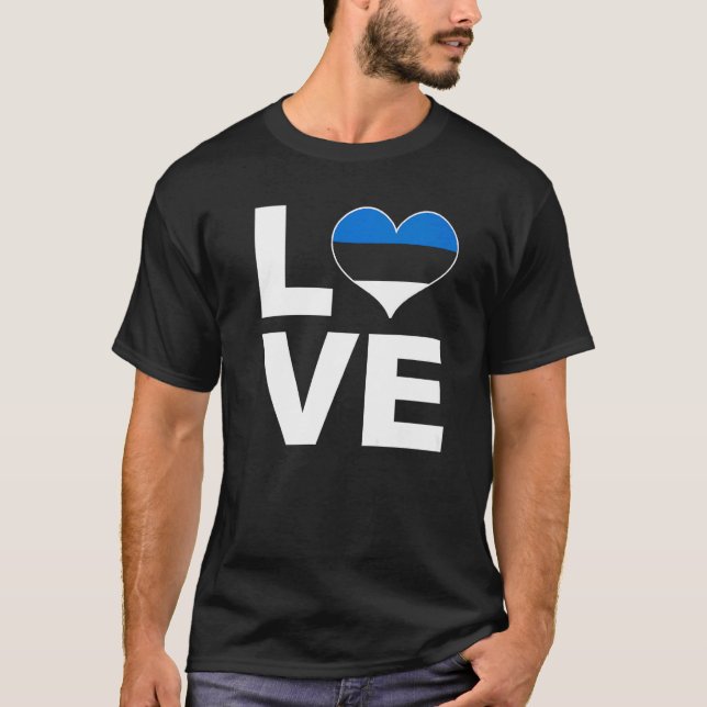 I Love Estonia Heart Flag Estonia T-Shirt (Front)