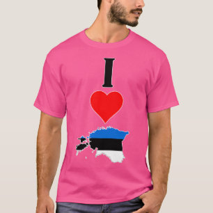 I Love Estonia Vertical I Heart Country Flag Map T-Shirt