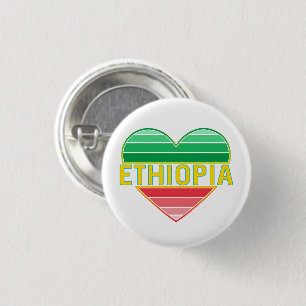 I Love Ethiopia, Ethiopian Heart 3 Cm Round Badge