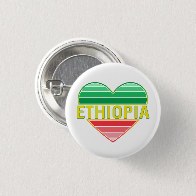 I Love Ethiopia, Ethiopian Heart 3 Cm Round Badge (Front & Back)