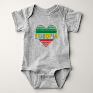 I Love Ethiopia, Ethiopian Heart Baby Bodysuit
