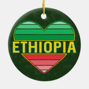 I Love Ethiopia, Ethiopian Heart Ceramic Tree Decoration