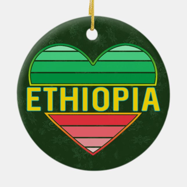 I Love Ethiopia, Ethiopian Heart Ceramic Tree Decoration (Back)