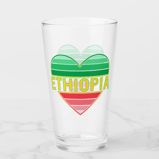 I Love Ethiopia, Ethiopian Heart Glass (Front)