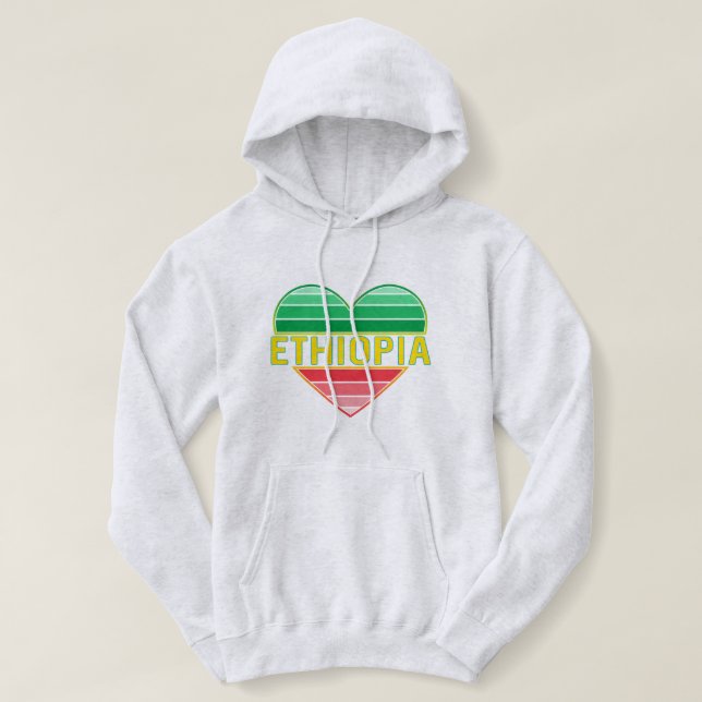I Love Ethiopia, Ethiopian Heart Hoodie (Design Front)