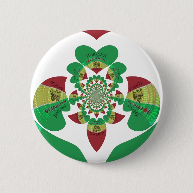 I Love Ethiopia Kaleidoscope – Heartfelt Rasta Art 6 Cm Round Badge (Front)