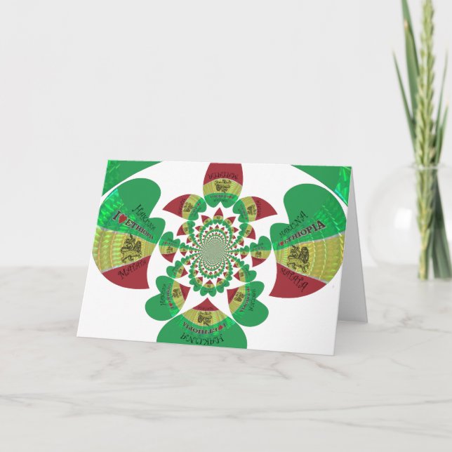 I Love Ethiopia Kaleidoscope – Heartfelt Rasta Art Card (Front)