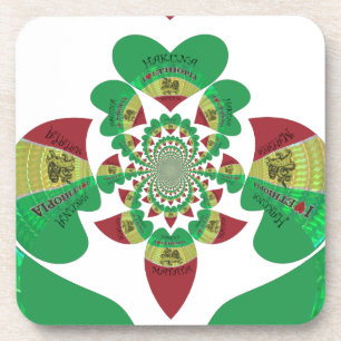 I Love Ethiopia Kaleidoscope – Heartfelt Rasta Art Coaster