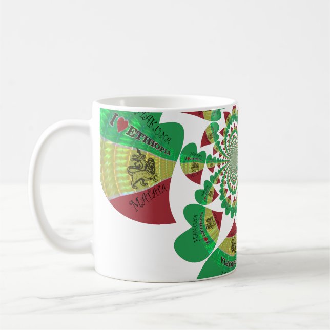 I Love Ethiopia Kaleidoscope – Heartfelt Rasta Art Coffee Mug (Left)
