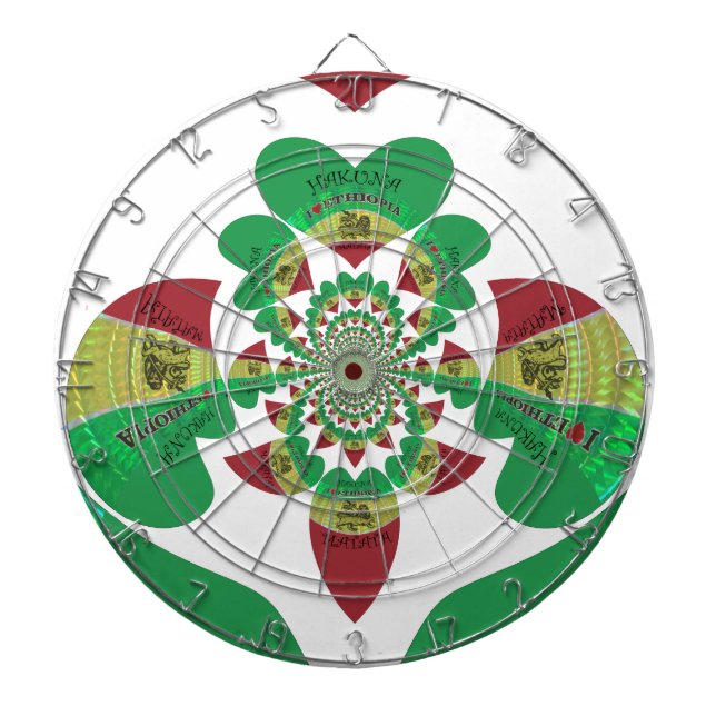 I Love Ethiopia Kaleidoscope – Heartfelt Rasta Art Dartboard (Front)