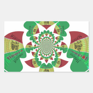 I Love Ethiopia Kaleidoscope – Heartfelt Rasta Art Rectangular Sticker