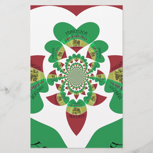 I Love Ethiopia Kaleidoscope – Heartfelt Rasta Art Stationery (Front)