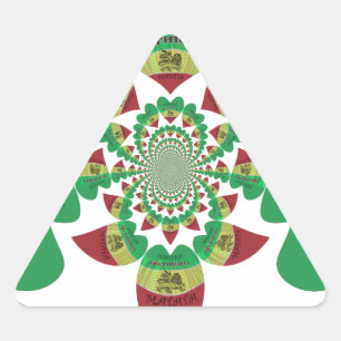 I Love Ethiopia Kaleidoscope – Heartfelt Rasta Art Triangle Sticker