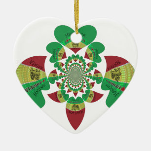 I love Ethiopia Lovely Hearts Colours Ceramic Tree Decoration