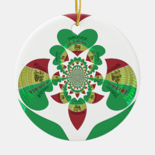 I love Ethiopia Lovely Hearts Colours Ceramic Tree Decoration