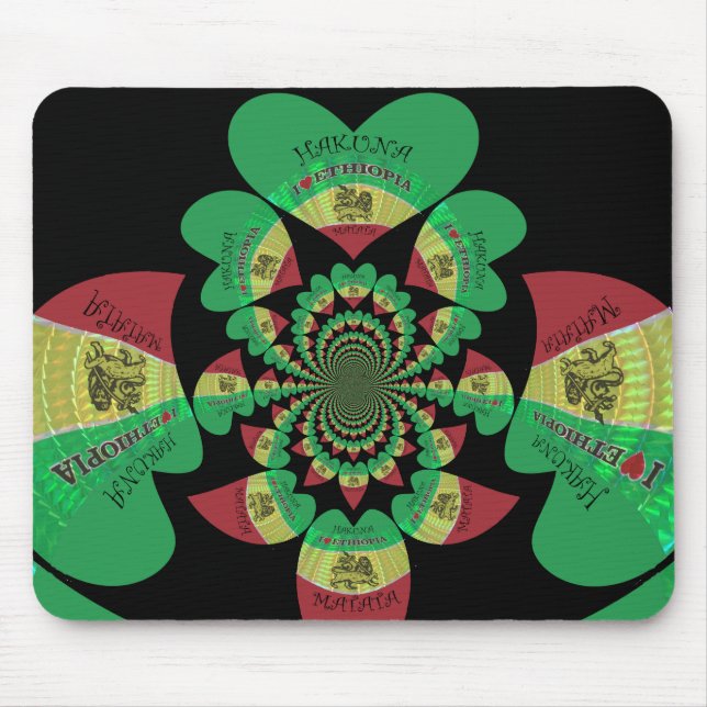 I love Ethiopia Lovely Hearts Colours Mouse Mat (Front)