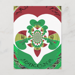 I love Ethiopia Lovely Hearts Flag National Colour Postcard
