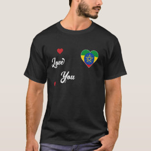 I Love Ethipia With Ethiopian Flag In a Heart Ethi T-Shirt