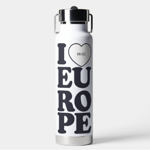 I LOVE EUROPE custom monogram Water Bottle