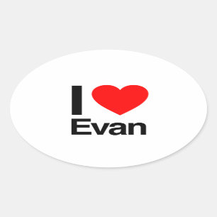 i love evan oval sticker