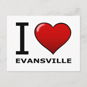I LOVE EVANSVILLE, IN - INDIANA POSTCARD